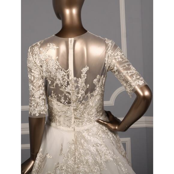 ISABELLE ARMSTRONG Charlotte Sheer Sleeves Ballgown Wedding Dress Bridal Gown 10 - Picture 7 of 11